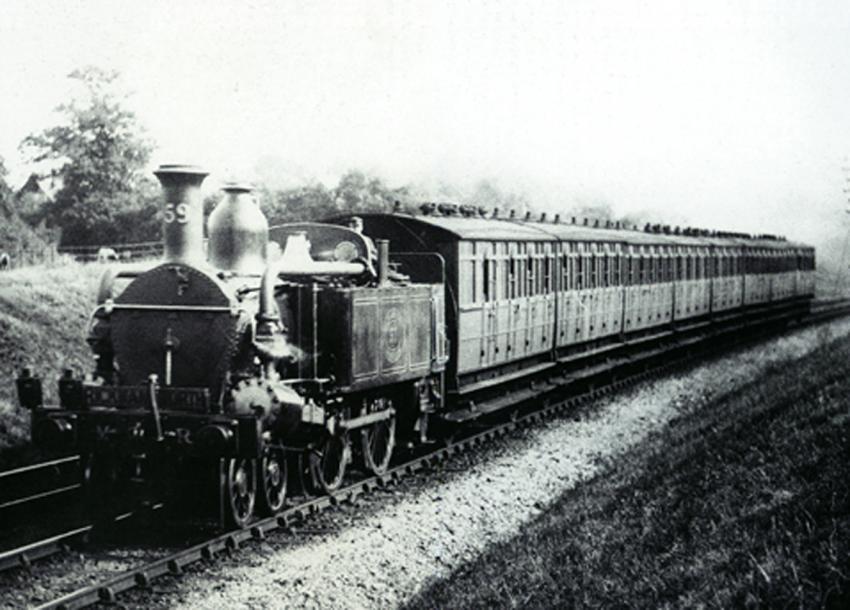 Steam hauled Jubilee stock near Rickmansworth in the 1890s